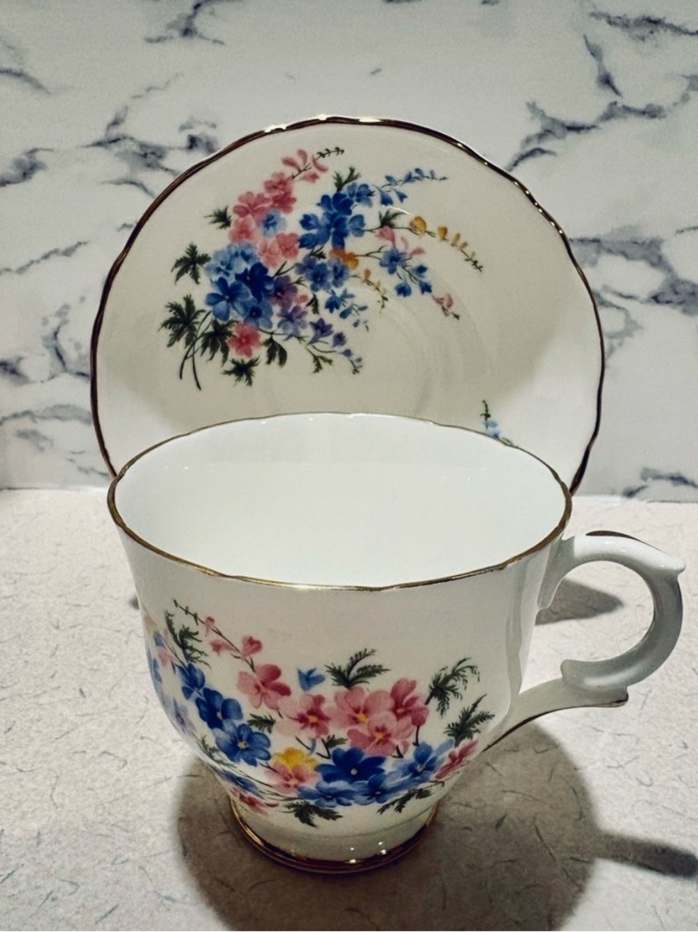 Vintage Crown Staffordshire Bone China Teacup and Saucer-Made in England